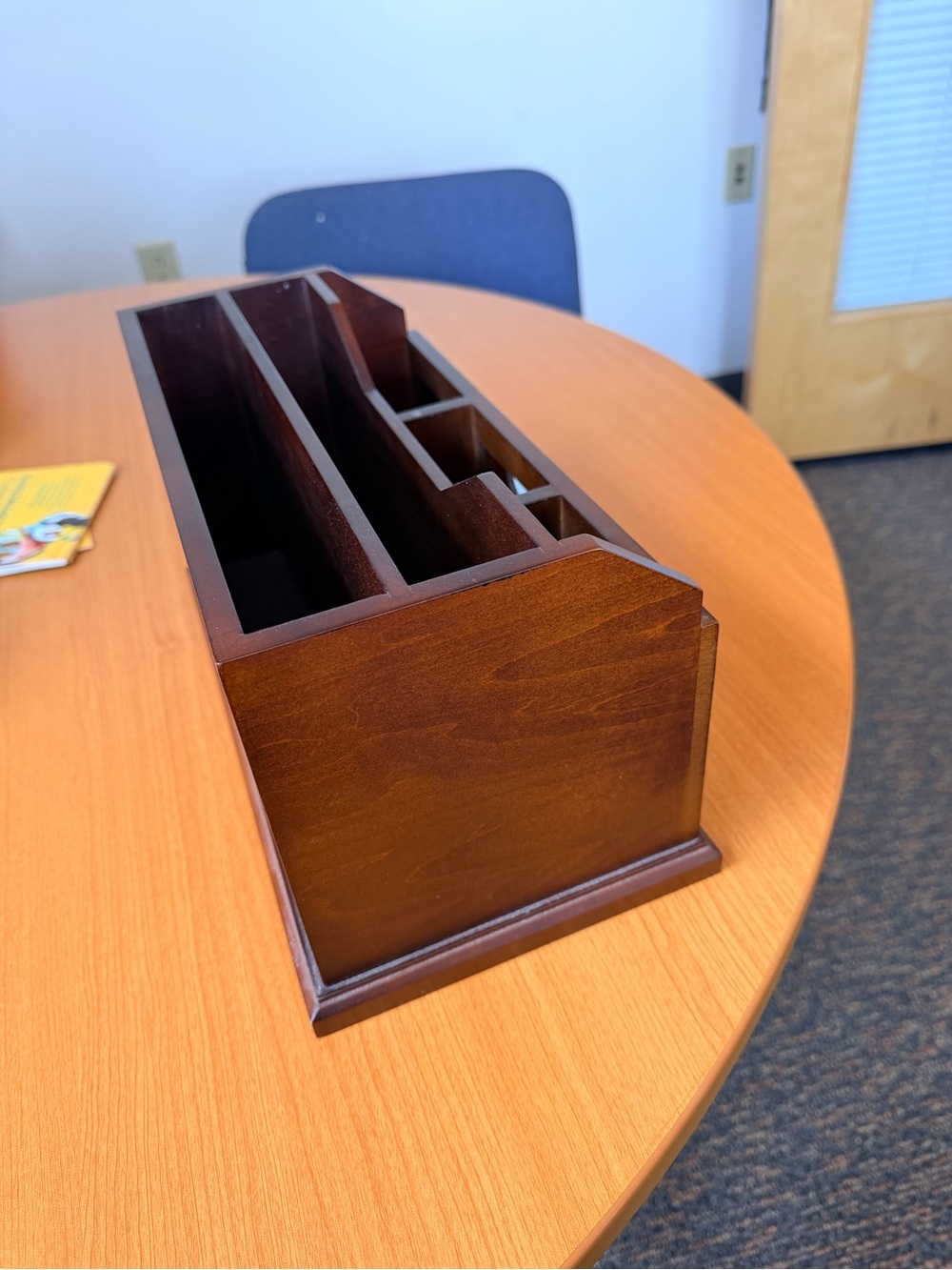 Pottery Barn Brown Wood Desk Organizer with Three Photo Slots - Picture 5 of 10